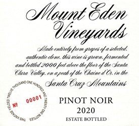 Mount Eden Vineyards Pinot Noir Santa Cruz Mountains