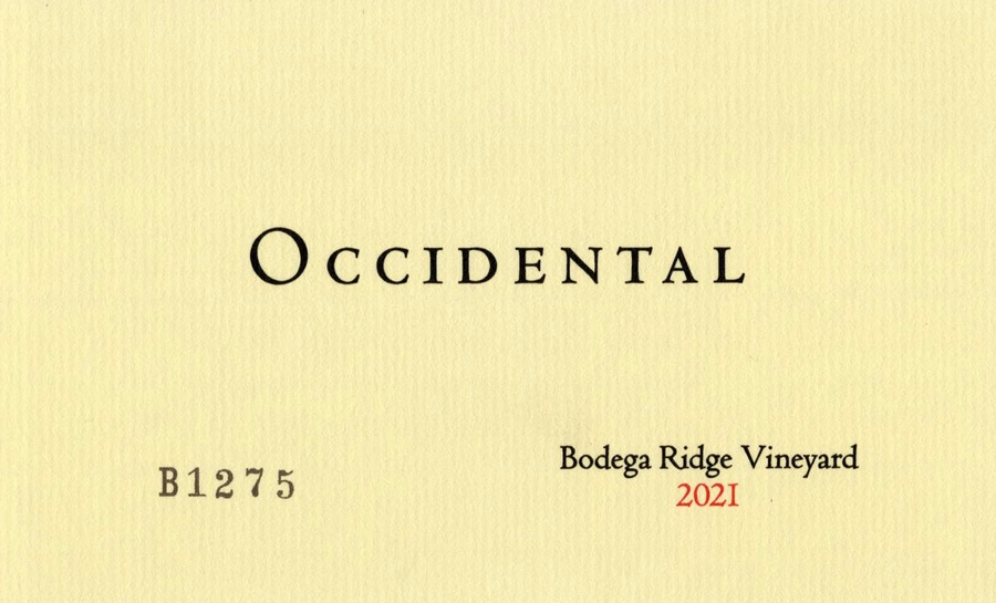 2021 Occidental Pinot Noir Bodega Ridge Vineyard Sonoma Coast