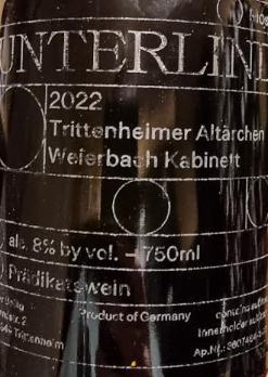 2022 Unterlind Riesling Kabinett Trittenheimer Altarchen Weierbach