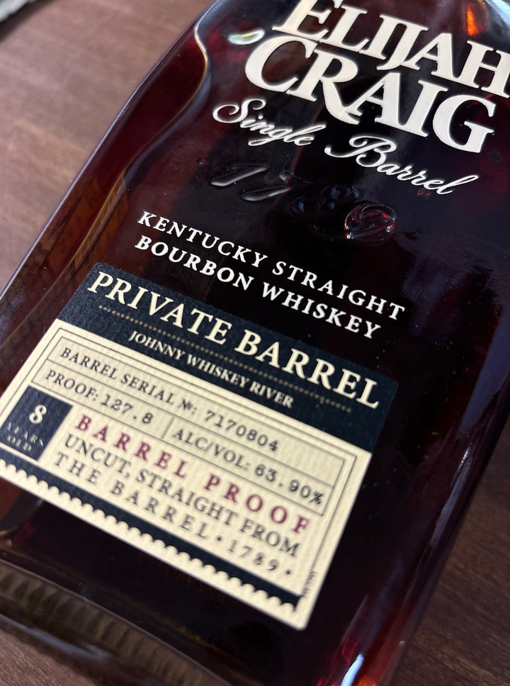 Elijah Craig Kentucky Straight Bourbon Whiskey Private Barrel Johnny Whiskey River