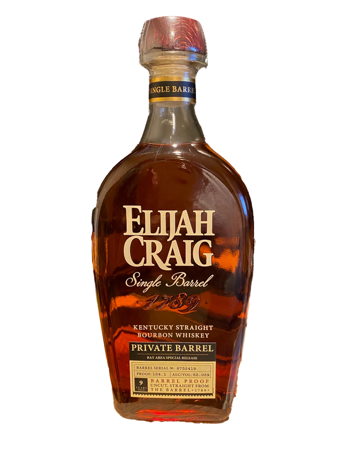 Elijah Craig Kentucky Straight Bourbon Whiskey Single Barrel Private Barrel 9 Years Old 